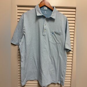 johnnie-O Hangin’ Out Dante Polo Shirt XL Cove Blue Striped Surf Cotton Stretch